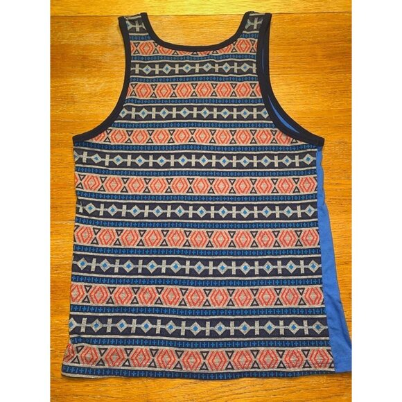 Beautiful Giant Retro Blue & Tribal Pattern Sleeveless Tank Top - Picture 3 of 3